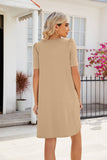 Solid Color Dress With Square Neck Pocket