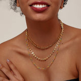 Titanium Steel Oil Drop Threelayer Stackingnecklace_Cwmm3584