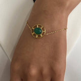 STAINLESS STEEL GREEN AGATE PENDANT BRACELET CHIC_CWAJE4705