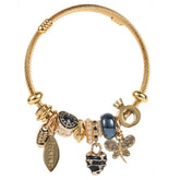 Travel Style Steel Bracelet With Rhinestone Charms_Cwmm8584