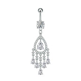 TEARDROP CZ TASSEL NAVEL RING BELLY PIERCING_CWMM9368