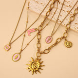 OCEAN STYLE STEEL NECKLACE WITH SHELL FISH_CWMM8834