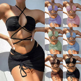 Womens Bikini 3Pcs/Set Sexy Tie Side Swimsuit