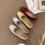 RED WEDGE ROUND TOE SLIP ON BALLET FLATS_CWSHF0125