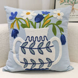 Tulip Embroidered Cute Pillow Cover For Bed Sofa_Cwmm7704