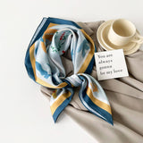 Mint Mambo Style Cartoon Print Satin Square Scarf_Cwasc0817