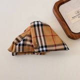 Plaid Bow Banana Hairclip Retro Ponytail Barrette_Cwaha07794