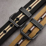 Women Canvas Striped Hollow Air Belt_Cwabe0595