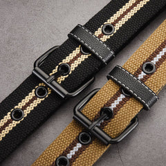 Women Canvas Striped Hollow Air Belt_Cwabe0595