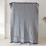 Versatile Houndstooth Knitted Wool Throw Blanket_Cwmm2386