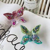 3D BUTTERFLY HAIR CLAW RHINESTONE FLORAL ACETATE _CWASC1583