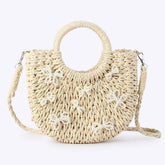 BOW KNOT SEMICIRCLE PAPER ROPE STRAW BAG_CWAB4718