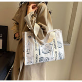 LETTER PRINTED COMMUTER CASUAL CANVAS BAG_CWAB2683