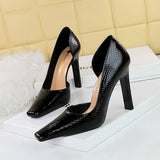 RETRO SQUARE TOE SNAKE PRINT PATENT LEATHER PUMPS_CWSHH0100