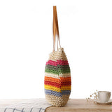 FOREST RAINBOW STRIPED STRAW SHOULDER BAG_CWAB2013