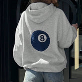 Womens Casual Drawstring Hoodie With Billiard Print