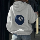 Womens Casual Drawstring Hoodie With Billiard Print