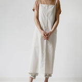 ADJUSTABLE COTTON LINEN APRON WITH POCKETS_CWMM3291