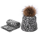 Leopard Knit Beanie With Pom & Scarf Set_Cwah04988