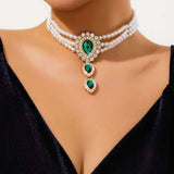 IMITATION PEARL RHINESTONE FASHION COLLAR JEWELRY_CWAJE1161