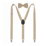 MULTICOLOR SOLID COLOR SUSPENDER CLIP BOW TIE SET_CWMM1105