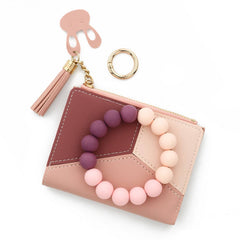 MINI CARD WALLET WITH BEADED BRACELET KEYCHAIN_CWAB4947
