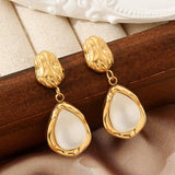 Vintage Moonstone 18K Stainless Steel Earrings_Cwmm3655