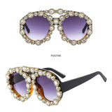 LARGE CONTRAST OVAL LUXURY EMERALD SUNGLASSES_CWASG0867