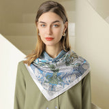 Vintage French Print Scarf 90Cm Silk Feel Square