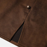 SOLID COLOR SUEDE SKIRT METAL BUTTON HIP SKIRT_CWAB4807