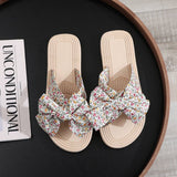 New Printed Flower Bow Sandals_Cwshs0724