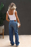 Straight Leg Pants Women'S Washed Wide Leg Jeans_Cwjp0099