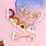 HANDMADE COTTON KEYCHAIN 3 8CM RAINBOW BOHO PENDANT_CWAB5072