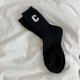 AUTUMN AND WINTER WARM LETTER C MID TUBE SOCKS_CWMS1055