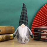 PLAID CHRISTMAS FACELESS DOLL FIGURINE DECORATION_CWMM2854