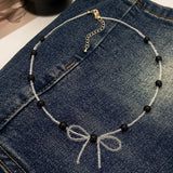 ELEGANT AND FRESH BOW BEADED PEARL NECKLACE_CWAJE3057