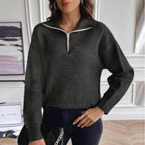 Solid Color Hoodie Loose Zip-Up Pullover Sweater