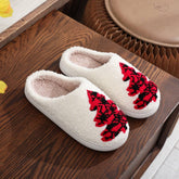 Winter Christmas Tree Patterned Cotton Slippers