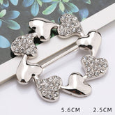 FLOWER RING HEART DIAMOND METAL SCARF RING_CWMM2128