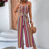 Striped Halter Nine-Quarter Jumpsuit