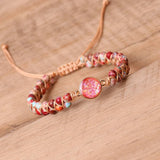 RED IMPERIAL TURQUOISE BEAD BRAIDED BRACELET_CWAJE3954