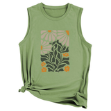 NTAGE YELLOW FLOWER VEST FOR WOMEN SLEEVELESS_CWTTSL0414