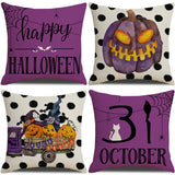 PURPLE HALLOWEEN FUNNY LETTER PRINT PILLOWCASE_CWMM1356
