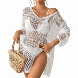 HOLLOW SIDE SLIT BEACH SWIMSUIT COVER UP_CWMW0638