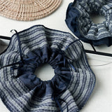 Blue Stripe Denim Scrunchie Retro Style_Cwaha07612