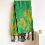 ROSE TASSEL SCARF COLORBLOCK LONG WINTER WRAP_CWASC0986