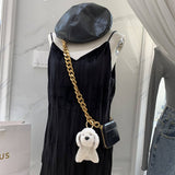 NEW CUTE FUR PENDANT LITTLE WHITE DOG KEYCHAIN_CWMM2488