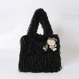 SOFT LAMB FUR TOTE BAG WOMEN FASHION HANDBAG_CUAB00575
