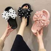 STYLISH THICK SOLED CUTE POLKA DOT BOW SLIPPERS_CWSHS0639
