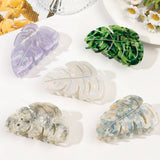 ACETATE LEAF HAIR CLAW ELEGANT SHARK CLIP_CWAHA1646